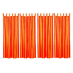 HOMEFLY RED WITH YELLOW COLOR COTTON CURTAIN, TAB TOP HANGING, STRIPED DESIGN, PACK OF 4 PIECES