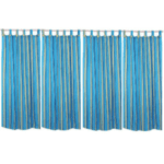 HOMEFLY BLUE WITH YELLOW COLOR 100% COTTON CURTAIN, TAB TOP HANGING, STRIPED DESIGN, PACK OF 4 PIECES