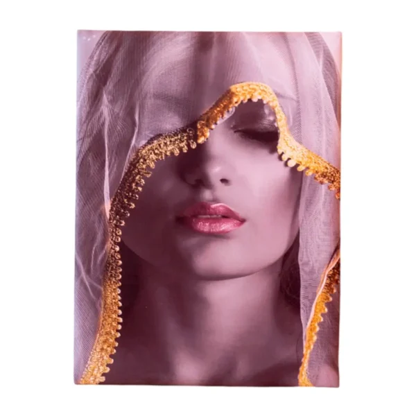 Golden Grace – Mysterious Veiled Beauty Canvas Art