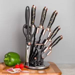 8PCS Stainless Steel Knife Set with Rotating Stand – Precision Blades for Every Kitchen Task