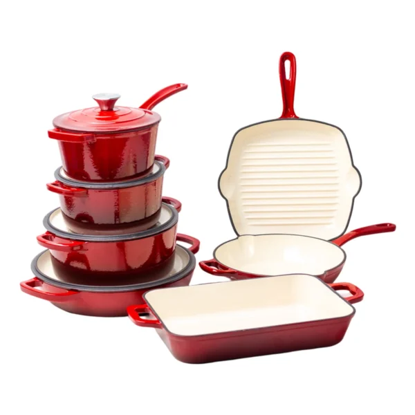 Heavy-Duty Cast Iron Cookware 11 pcs Set – Built to Last