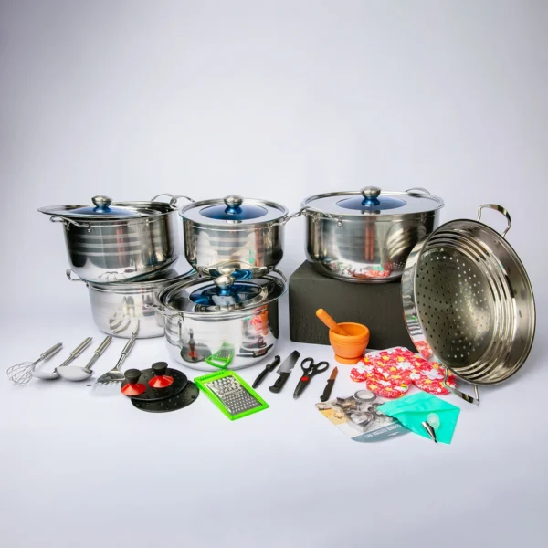 52-Piece Stainless Steel Cookware Set – Complete Kitchen Combo with Pots, Utensils & Accessories