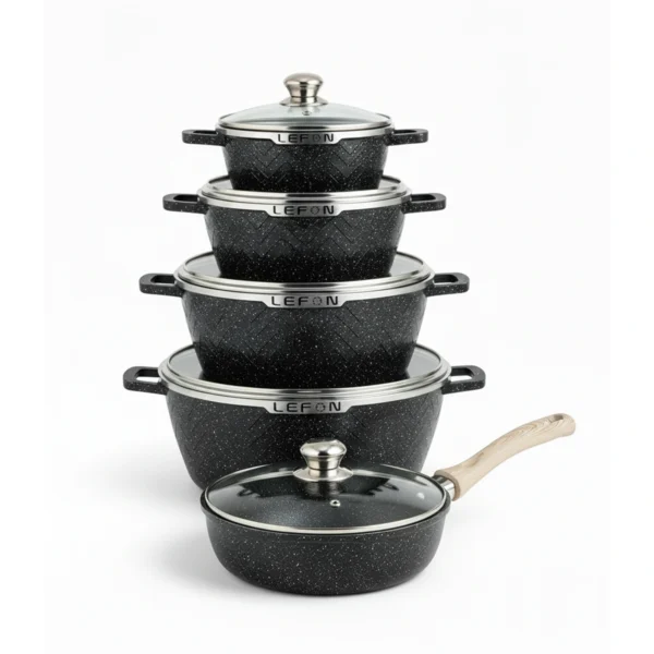 LEFON 10PCS Granite Cookware Set – Nonstick, Durable & Elegant Kitchen Essential