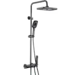 Luxury 4-in-1 Black Matte Rain Shower System – Wall-Mounted Shower Set with Handheld Spray & Faucet