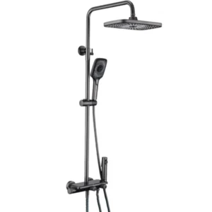 Luxury 4-in-1 Black Matte Rain Shower System – Wall-Mounted Shower Set with Handheld Spray & Faucet