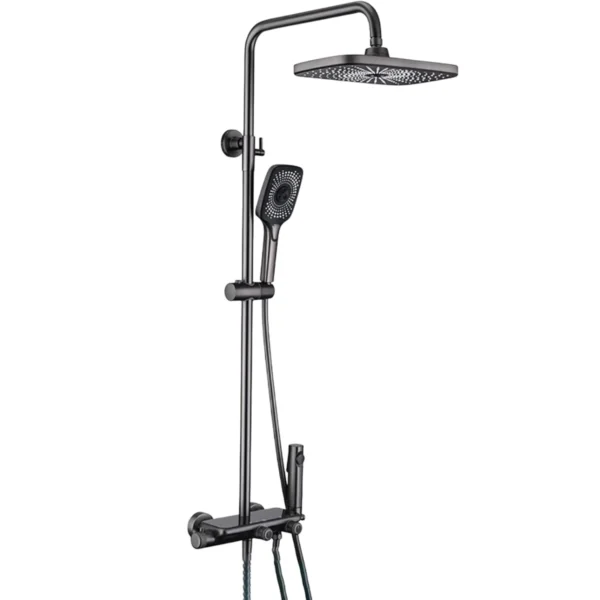 Luxury 4-in-1 Black Matte Rain Shower System – Wall-Mounted Shower Set with Handheld Spray & Faucet
