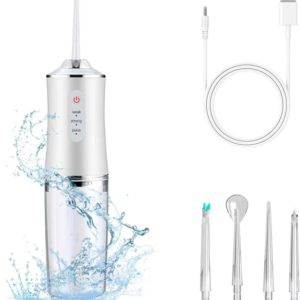 Water Flosser / Oral Irrigator - Cordless Rechargeable Dental Cleaner with 3 Modes & 4 Nozzles