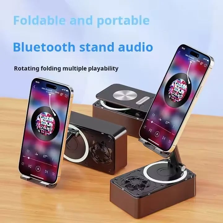 3-in-1 Foldable Phone Stand with Bluetooth Speaker & Power Bank - 360° Rotation