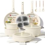 24pcs Ceramic Cookware Set, Pots and Pans Set with Removable Handle