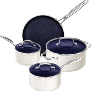 Nuwave 7pc Cookware Set Healthy Duralon Blue Ceramic Nonstick Coated