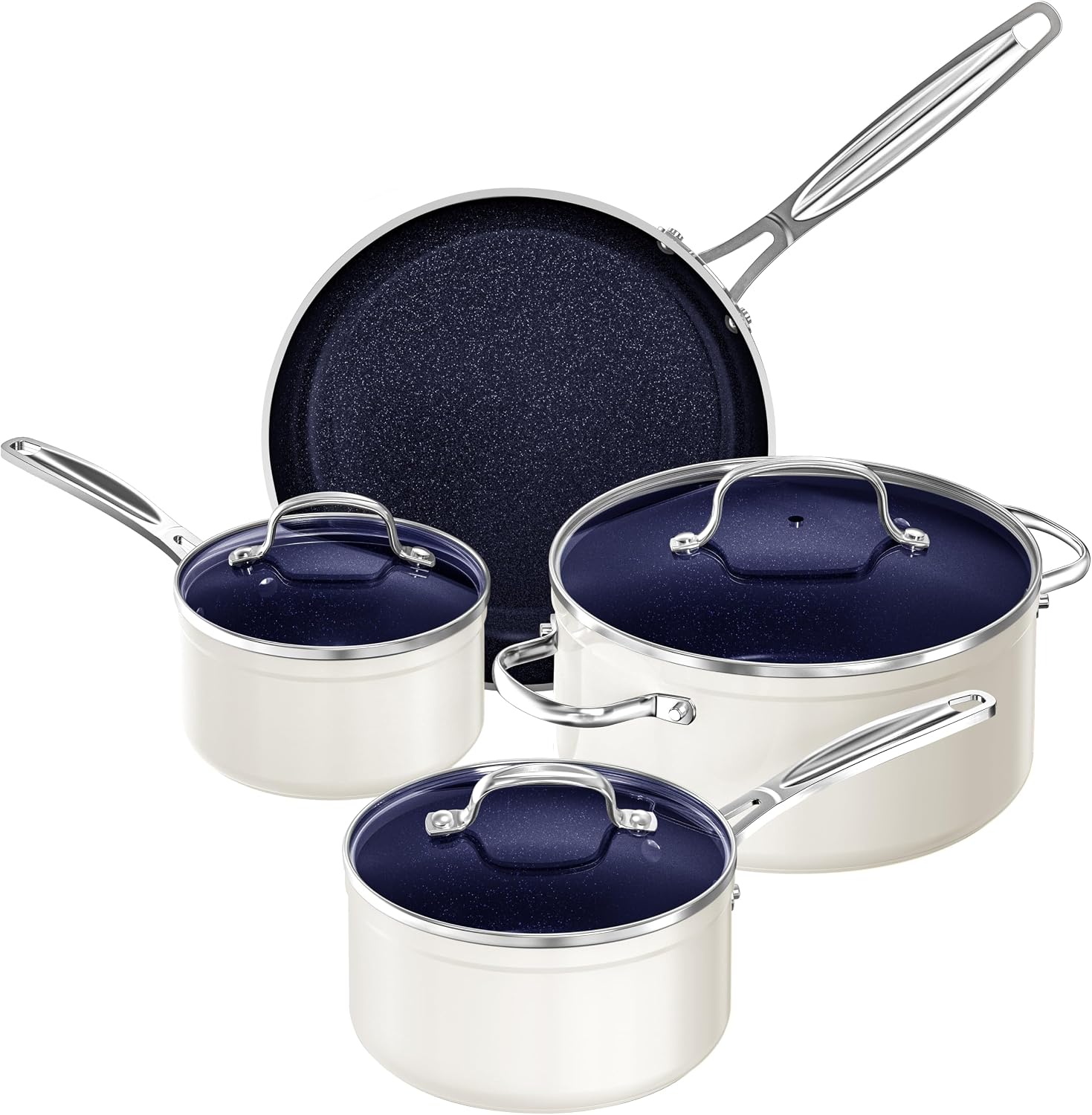 Nuwave 7pc Cookware Set Healthy Duralon Blue Ceramic Nonstick Coated